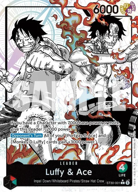 Luffy & Ace Alt Art ST30-001 One Piece card from Starter Deck EX: Luffy & Ace