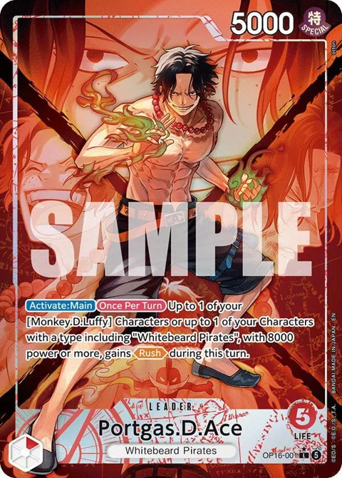 Portgas.D.Ace Alt Art OP16-001 One Piece card from The Time of Battle