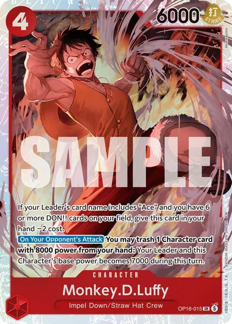Monkey.D.Luffy OP16-015 One Piece card from The Time of Battle
