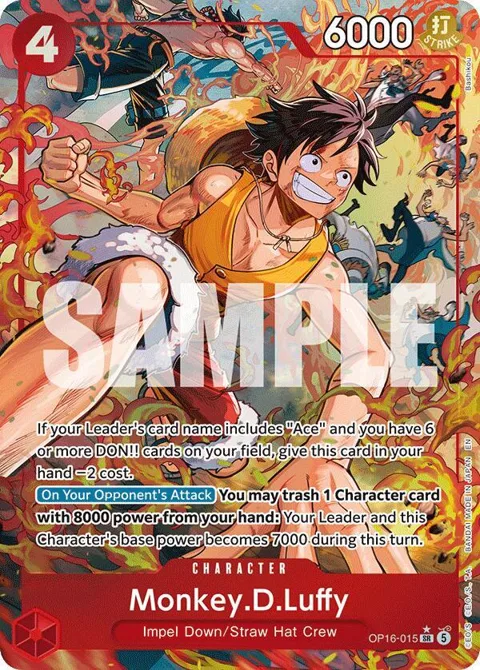 Monkey.D.Luffy Alt Art OP16-015 One Piece card from The Time of Battle