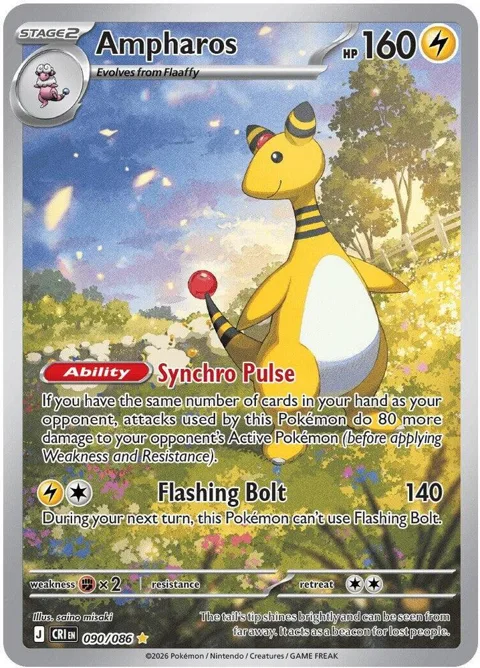 Ampharos #090/086 Holofoil Pokémon card from Chaos Rising