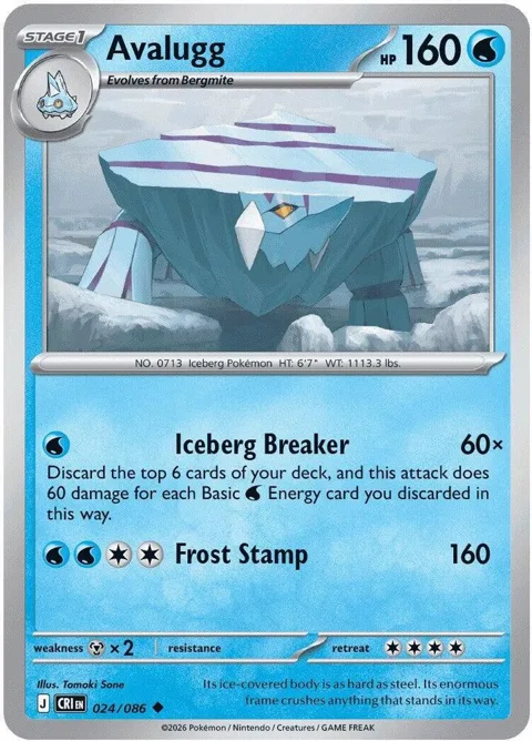 Avalugg #024/086 Pokémon card from Chaos Rising