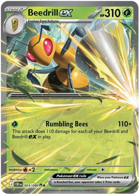 Beedrill ex #003/086 Holofoil Pokémon card from Chaos Rising