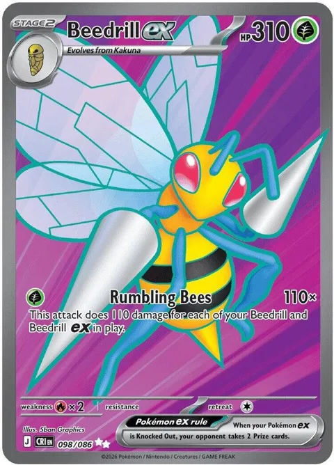 Beedrill ex #098/086 Holofoil Pokémon card from Chaos Rising