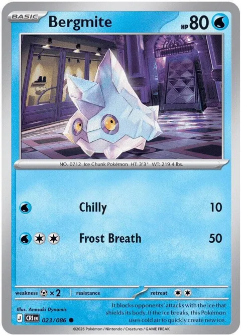 Bergmite #023/086 Reverse Holofoil Pokémon card from Chaos Rising