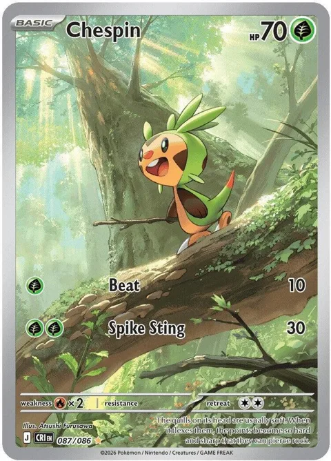 Chespin #087/086 Holofoil Pokémon card from Chaos Rising