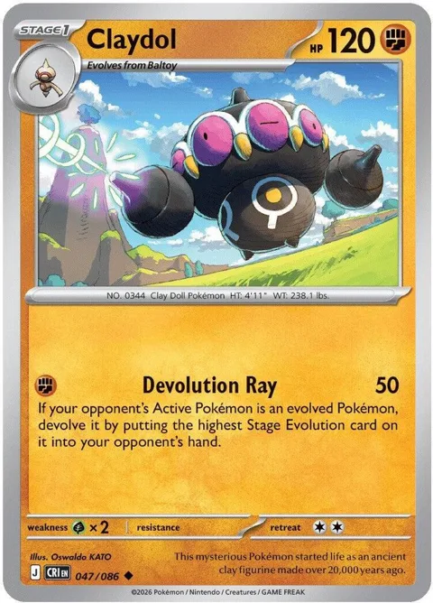 Claydol #047/086 Reverse Holofoil Pokémon card from Chaos Rising