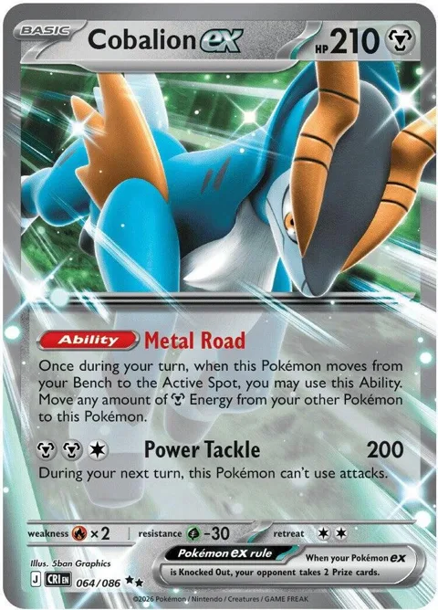 Cobalion ex #064/086 Holofoil Pokémon card from Chaos Rising