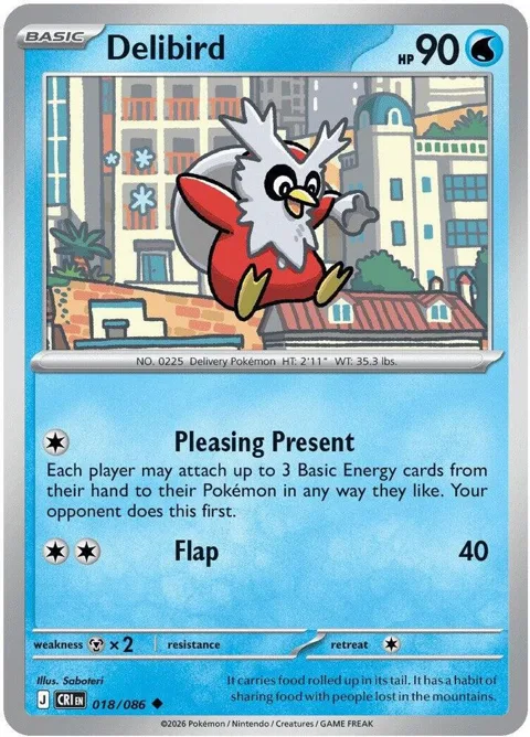 Delibird #018/086 Pokémon card from Chaos Rising