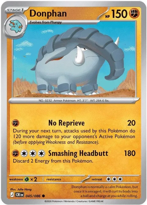 Donphan #045/086 Pokémon card from Chaos Rising
