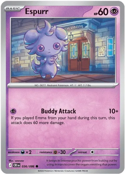 Espurr #036/086 Reverse Holofoil Pokémon card from Chaos Rising