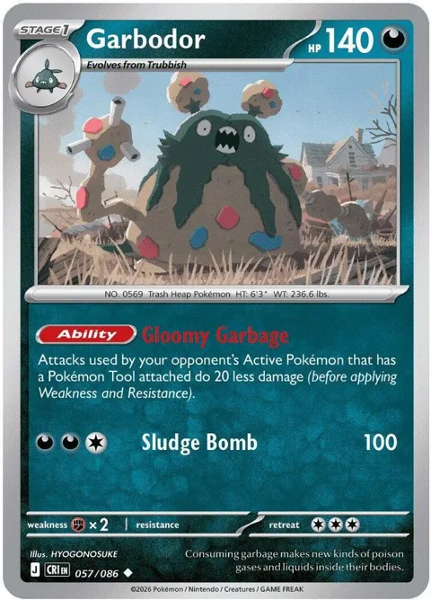 Garbodor #057/086 Pokémon card from Chaos Rising