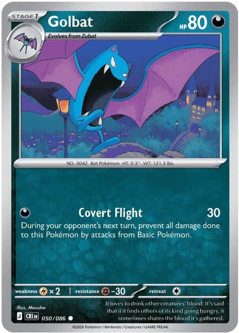 Golbat #050/086 Reverse Holofoil Pokémon card from Chaos Rising