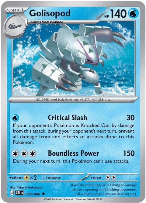 Golisopod #026/086 Pokémon card from Chaos Rising