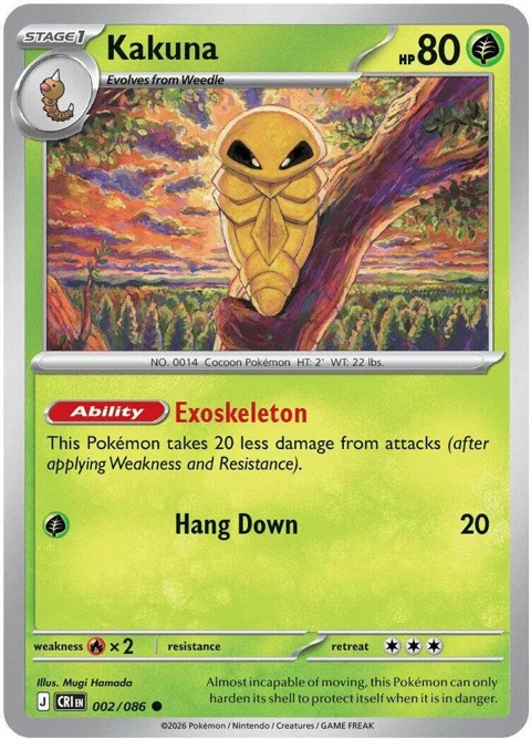 Kakuna #002/086 Pokémon card from Chaos Rising