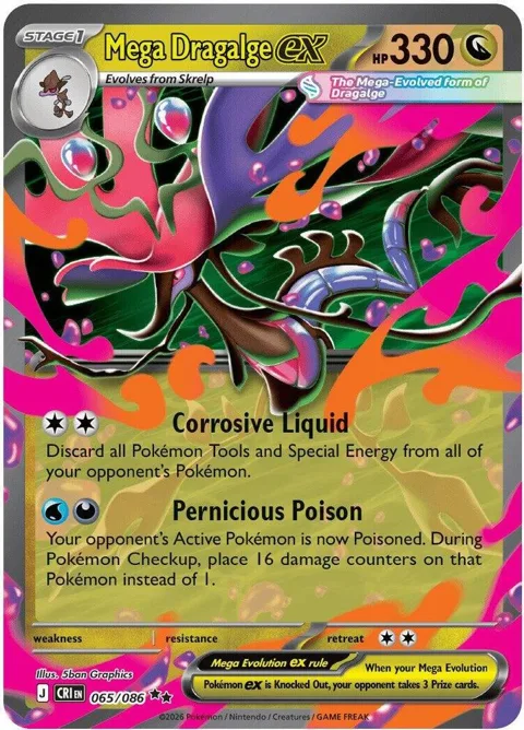 Mega Dragalge ex #065/086 Holofoil Pokémon card from Chaos Rising
