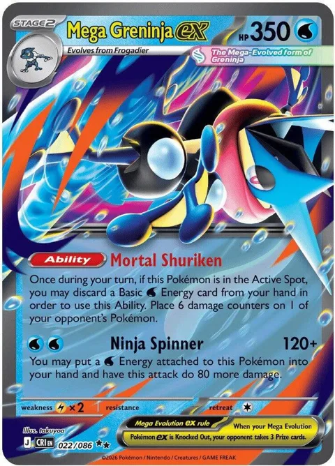 Mega Greninja ex #022/086 Holofoil Pokémon card from Chaos Rising