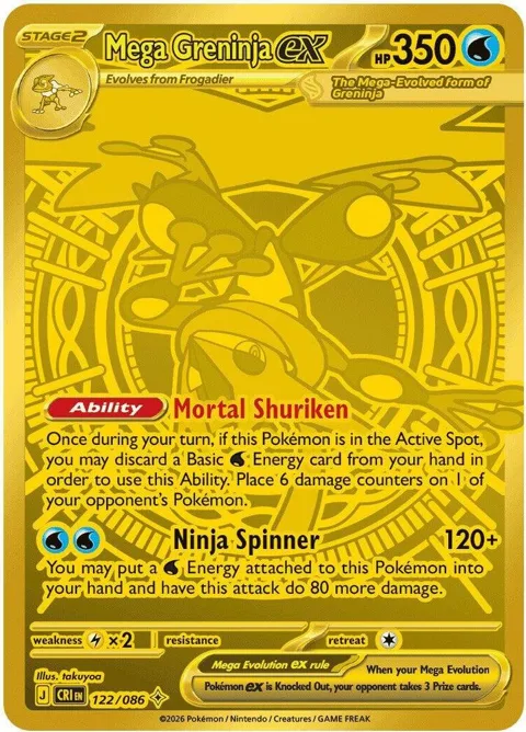 Mega Greninja ex #122/086 Holofoil Pokémon card from Chaos Rising