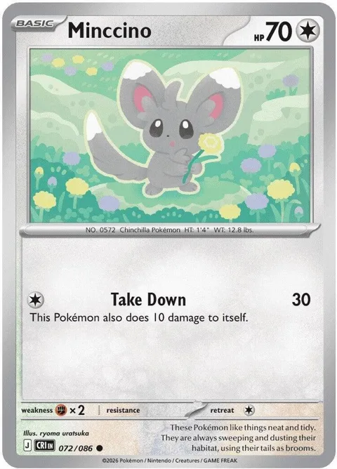 Minccino #072/086 Reverse Holofoil Pokémon card from Chaos Rising