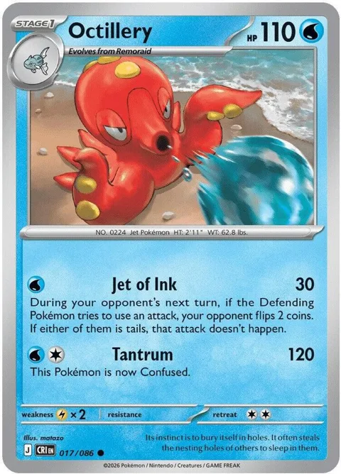 Octillery #017/086 Pokémon card from Chaos Rising