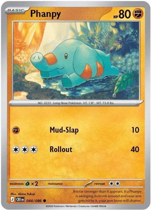 Phanpy #044/086 Pokémon card from Chaos Rising
