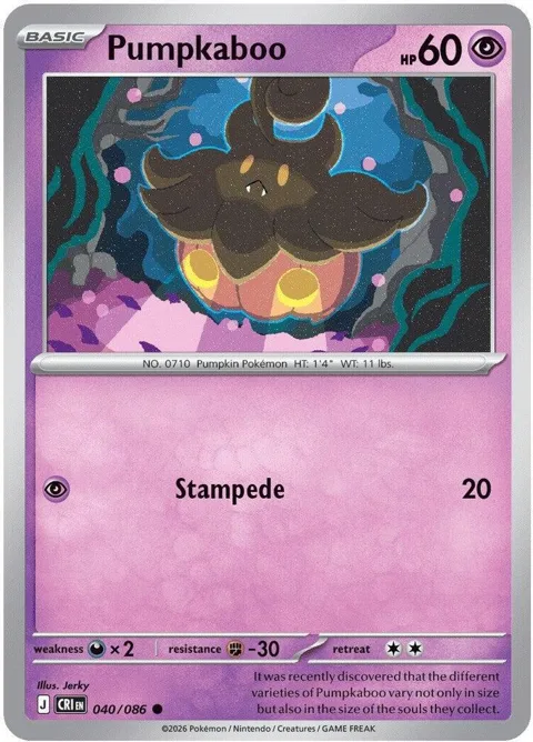 Pumpkaboo #040/086 Pokémon card from Chaos Rising