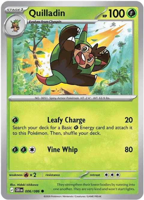 Quilladin #006/086 Reverse Holofoil Pokémon card from Chaos Rising