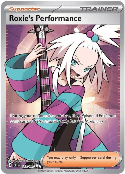 Roxie's Performance #112/086 Holofoil Pokémon card from Chaos Rising