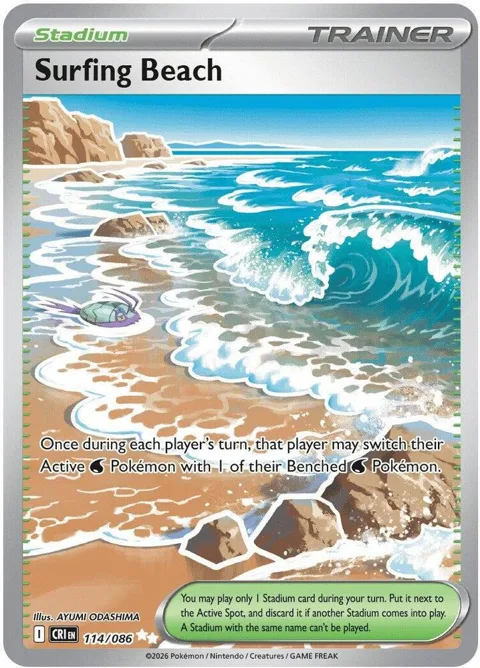 Surfing Beach #114/086 Holofoil Pokémon card from Chaos Rising