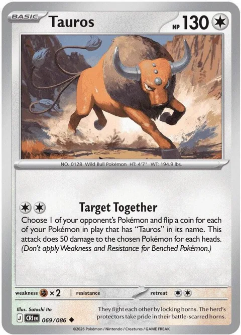 Tauros #069/086 Pokémon card from Chaos Rising