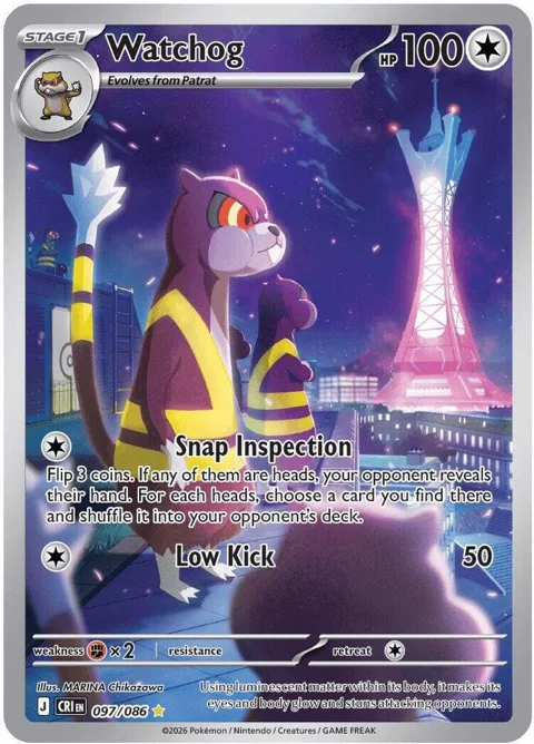 Watchog #097/086 Holofoil Pokémon card from Chaos Rising