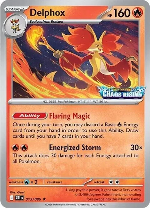 Delphox - 013/086 Chaos Rising Stamped #013/086 Holofoil Pokémon card from Miscellaneous Cards & Products