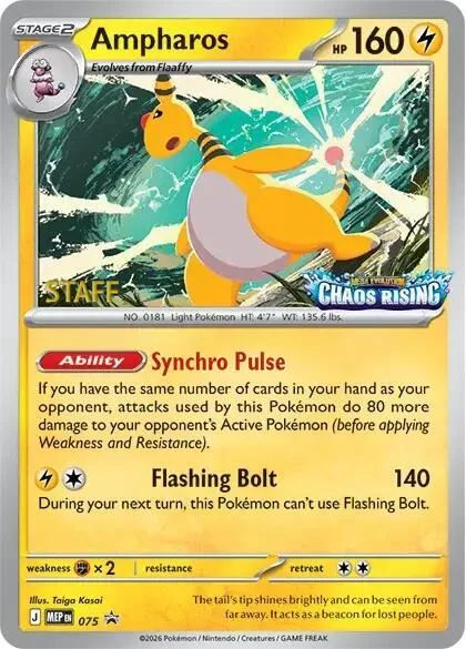 Ampharos - 075 [Staff] #075 Holofoil Pokémon card from Mega Evolution Promo