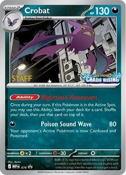 Crobat - 076 [Staff] #076 Holofoil Pokémon card from Mega Evolution Promo