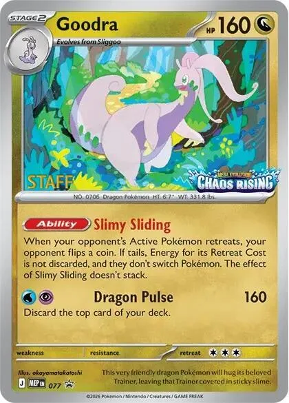 Goodra - 077 [Staff] #077 Holofoil Pokémon card from Mega Evolution Promo