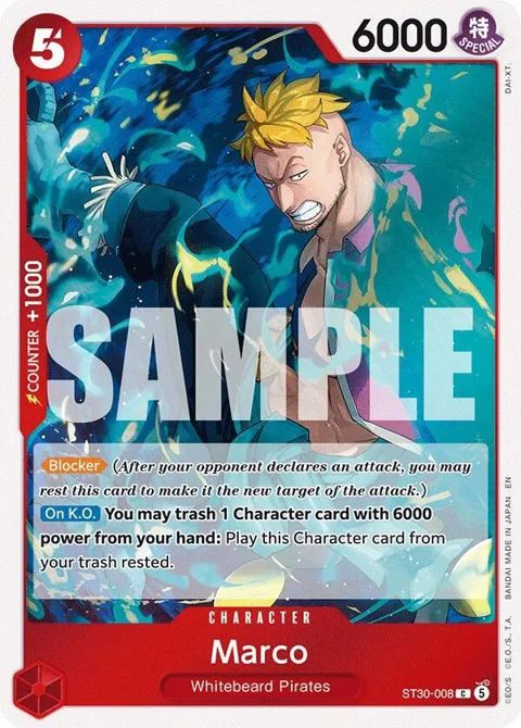 Marco ST30-008 One Piece card from Starter Deck EX: Luffy & Ace