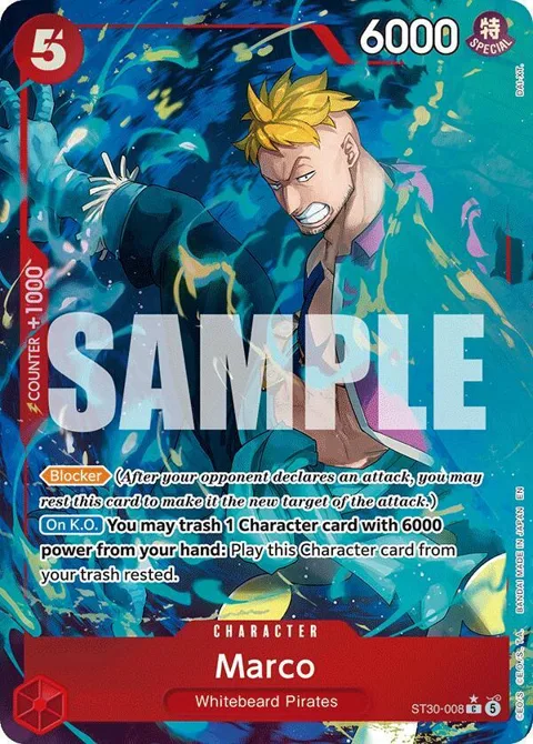 Marco Full Art ST30-008 One Piece card from Starter Deck EX: Luffy & Ace
