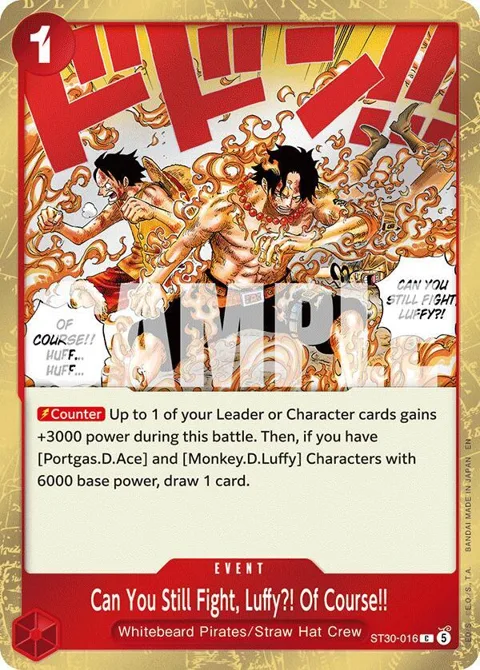 Can You Still Fight, Luffy?! Of Course!! ST30-016 One Piece card from Starter Deck EX: Luffy & Ace