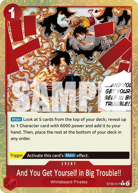 And You Get Yourself in Big Trouble!! Alt Art ST30-017 One Piece card from Starter Deck EX: Luffy & Ace