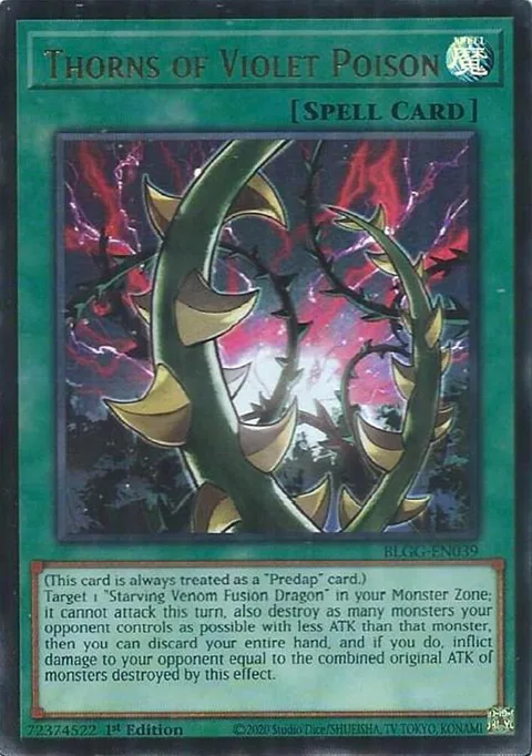 Thorns of Violet Poison BLGG-EN039 Yu-Gi-Oh card from Battles of Legend: Glorious Gallery