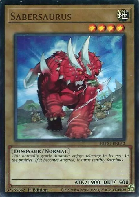 Sabersaurus BLGG-EN052 Yu-Gi-Oh card from Battles of Legend: Glorious Gallery