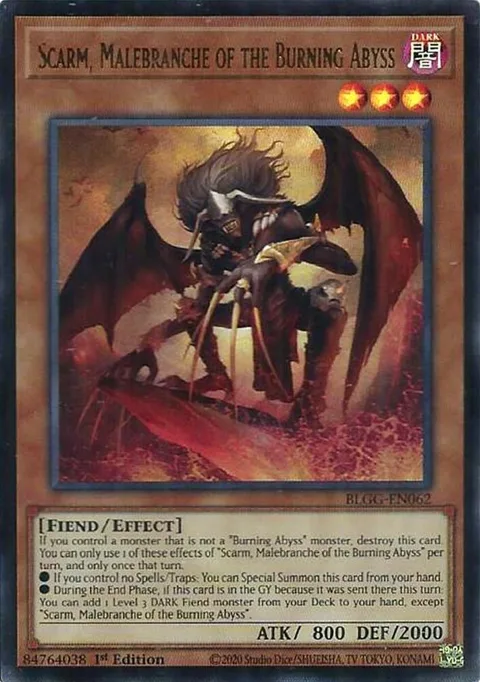 Scarm, Malebranche of the Burning Abyss BLGG-EN062 Yu-Gi-Oh card from Battles of Legend: Glorious Gallery