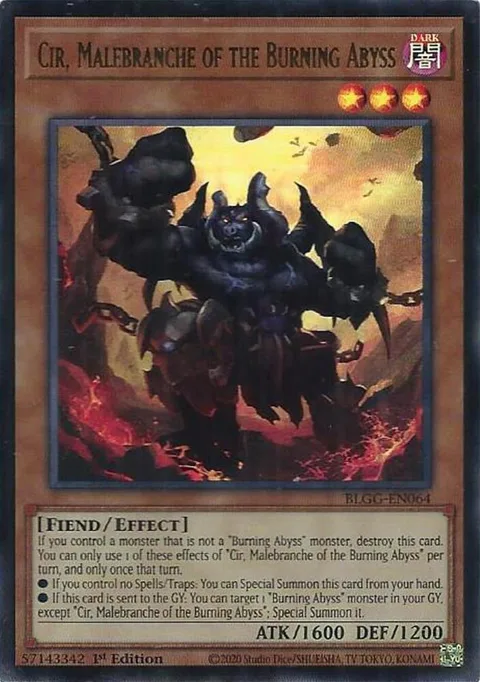 Cir, Malebranche of the Burning Abyss BLGG-EN064 Yu-Gi-Oh card from Battles of Legend: Glorious Gallery
