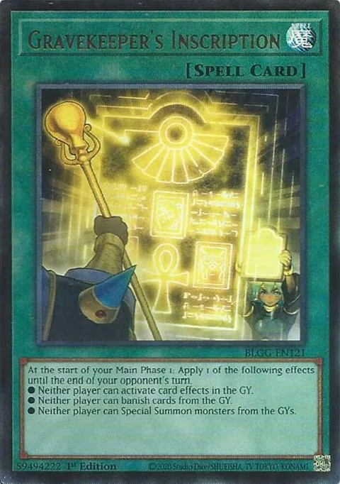 Gravekeeper's Inscription BLGG-EN121 Yu-Gi-Oh card from Battles of Legend: Glorious Gallery