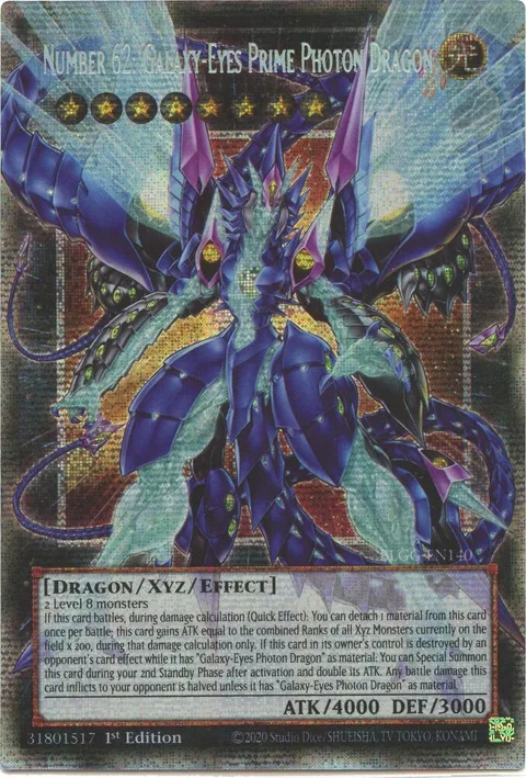 Number 62: Galaxy-Eyes Prime Photon Dragon Starlight Rare BLGG-EN140 Yu-Gi-Oh card from Battles of Legend: Glorious Gallery