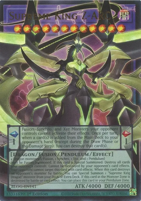 Supreme King Z-ARC BLGG-EN141 Yu-Gi-Oh card from Battles of Legend: Glorious Gallery