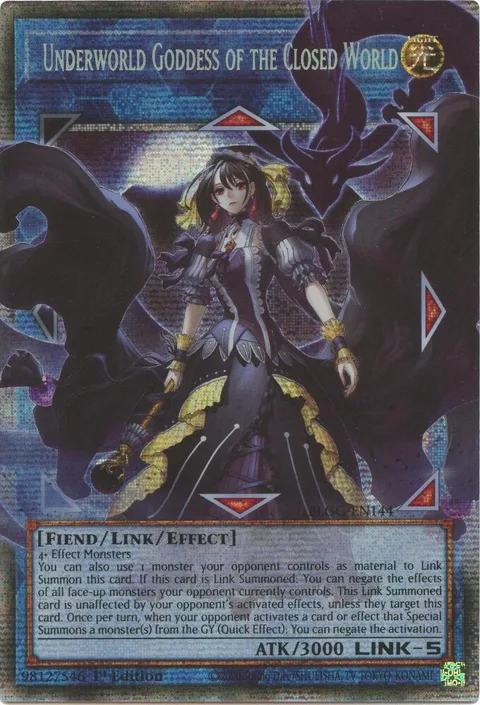 Underworld Goddess of the Closed World Starlight Rare BLGG-EN144 Yu-Gi-Oh card from Battles of Legend: Glorious Gallery