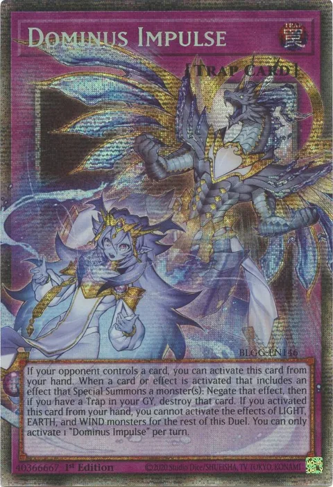 Dominus Impulse Starlight Rare BLGG-EN146 Yu-Gi-Oh card from Battles of Legend: Glorious Gallery