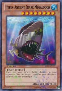 Hyper-Ancient Shark Megalodon Mosaic Rare BP02-EN121 Unlimited Yu-Gi-Oh card from Battle Pack 2: War of the Giants