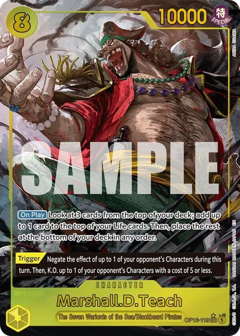 Marshall.D.Teach Alt Art OP16-119 One Piece card from The Time of Battle